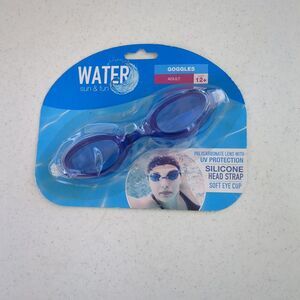 New Water Sun & Fun Adult Silicone Swim Goggles Blue